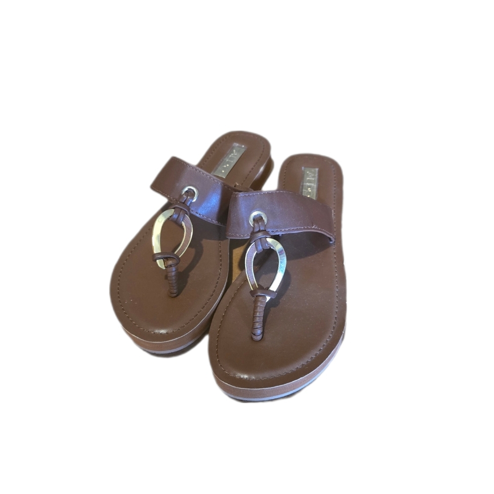 Aldo Leather Sandals with Gold Accent